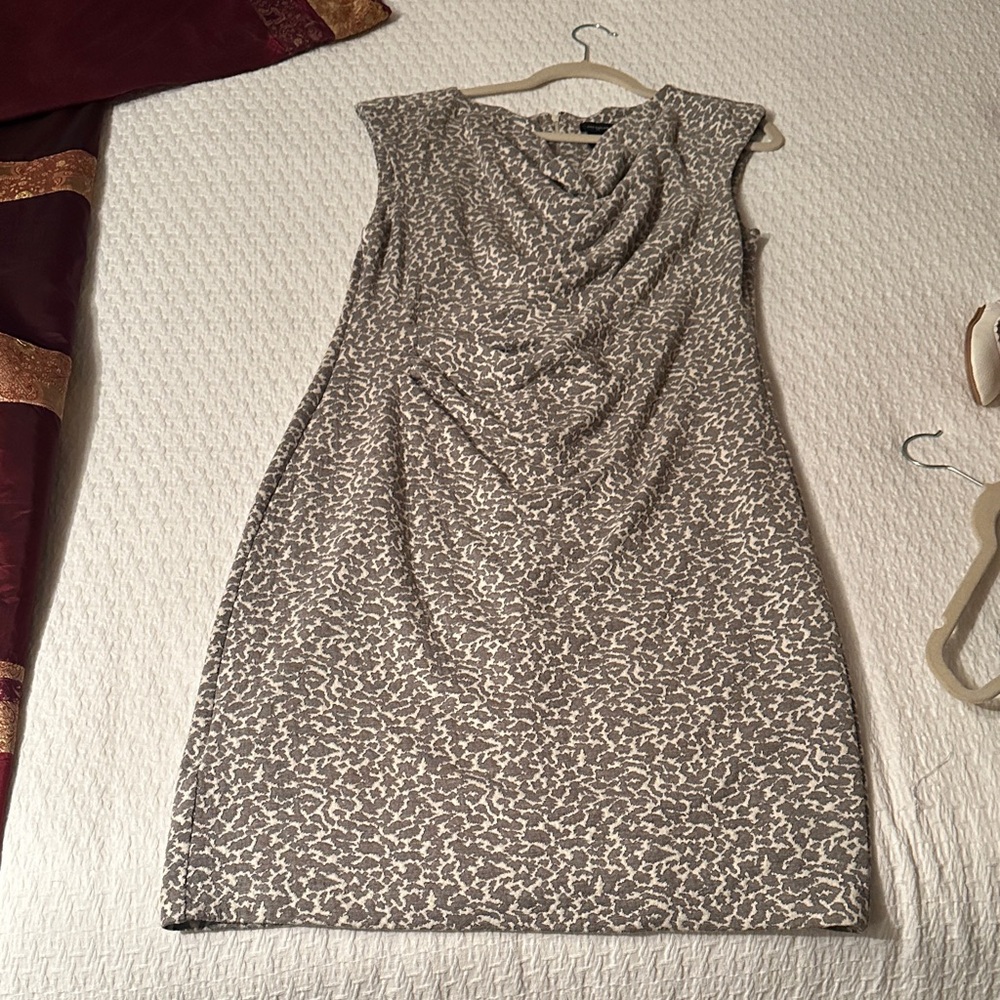 Ann Taylor Gray and Cream Midi Dress